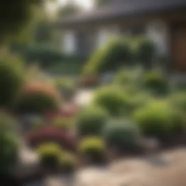 A harmonious front yard showcasing sustainable landscaping techniques