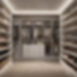 Elegant walk-in closet shelving design showcasing organized storage