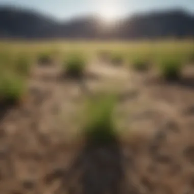 Close-up of a resilient grass species thriving in dry soil