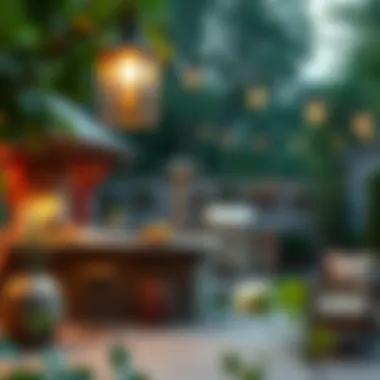 Rustic Charm: Cozy Outdoor Kitchen and Bar Setup Cozy patio featuring a rustic outdoor kitchen and bar