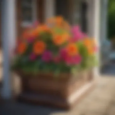 Colorful flowers in a decorative planter box