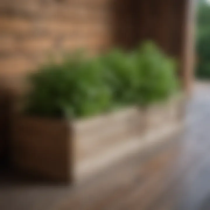 Rustic porch planter box filled with herbs