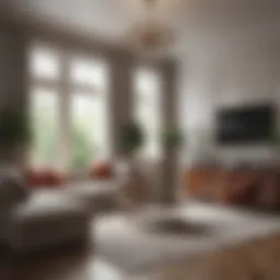 Elegant living room showcasing a modern design with a cozy ambiance