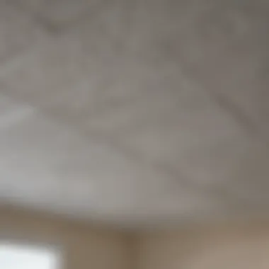 Close-up of a textured ceiling being refinished