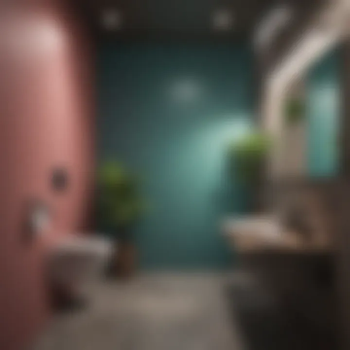 Mood board with various color options for restrooms