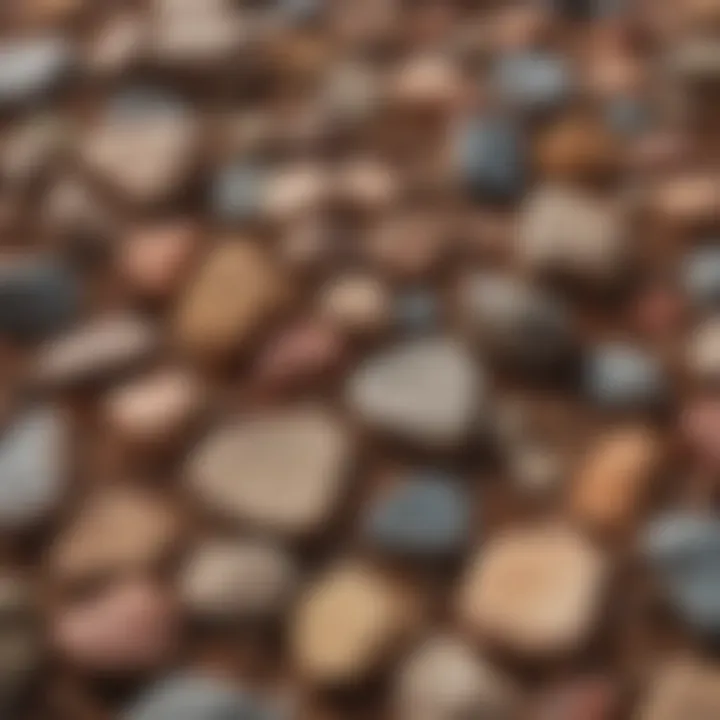 Close-up of rock landscaping showcasing texture and color variation