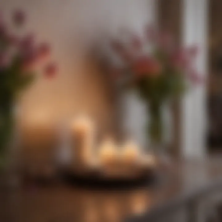 A softly lit corner with candles and flowers for a romantic vibe