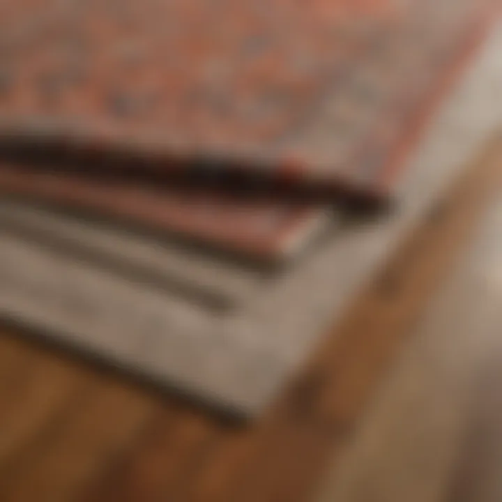 Different types of rug pads displayed for preventing slippage on wood floors.