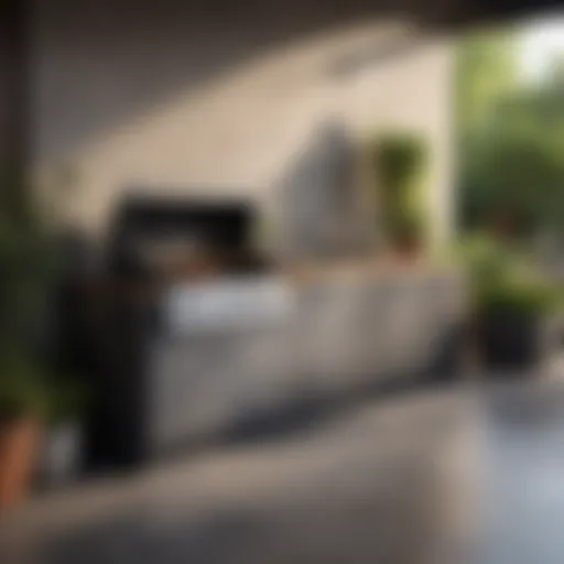 A sleek outdoor barbecue grill in a modern kitchen setting