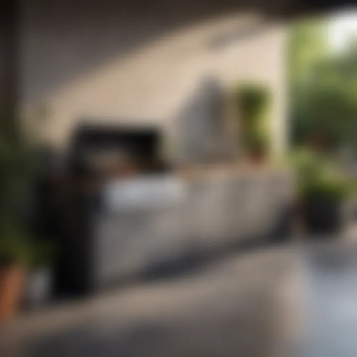 A sleek outdoor barbecue grill in a modern kitchen setting