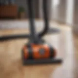 An elegant vacuum cleaner designed for both hardwood and carpet surfaces.