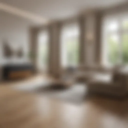 Elegant living room showcasing a light oak floor