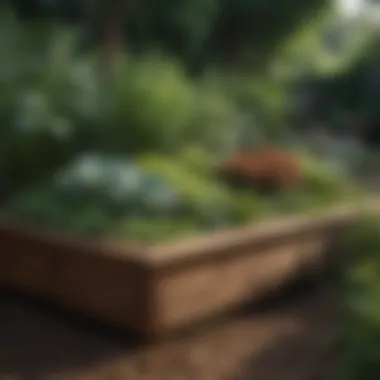 A beautifully arranged raised bed garden showcasing various plants.