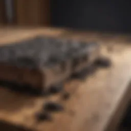 Close-up of black mold on wooden surface