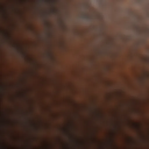 A close-up of textured paint applied on wood showing intricate patterns