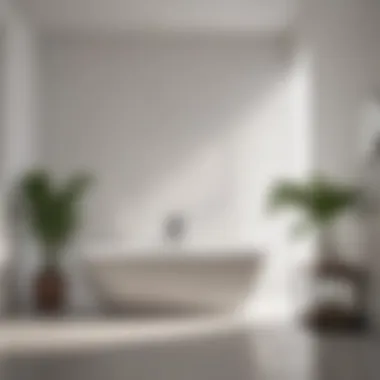 Elegant White Bathtub in Minimalist Setting Elegant white bathtub surrounded by minimalist decor