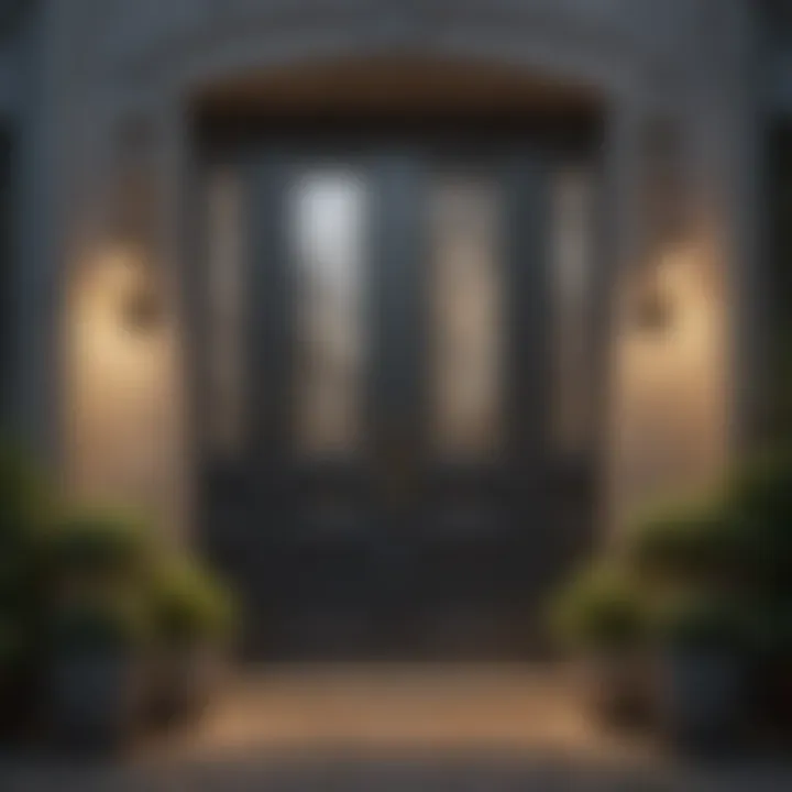 Charming front door adorned with decorative elements