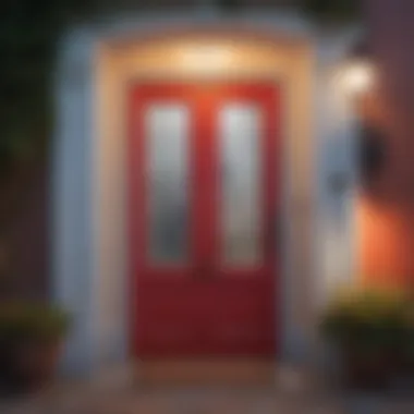 Vibrant front door painted in bold color