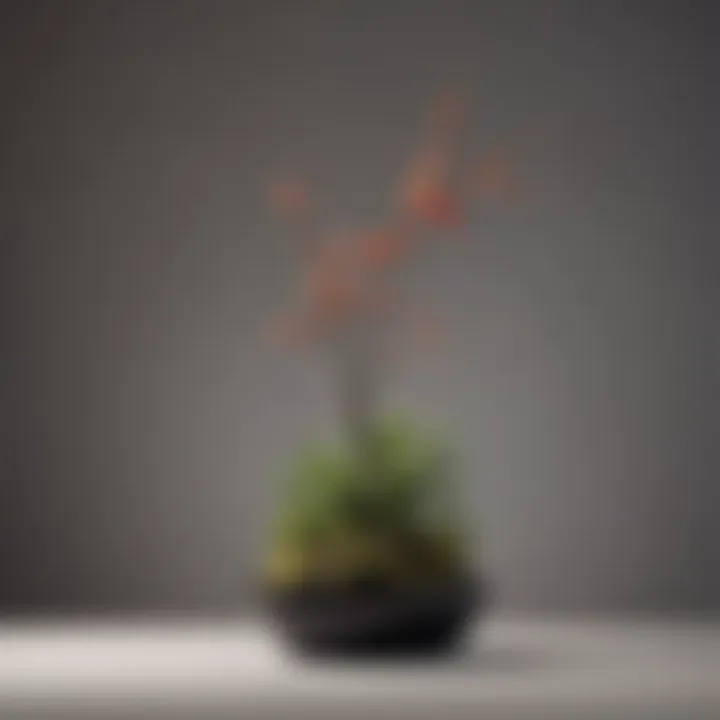 A serene Ikebana display emphasizing negative space and simplicity