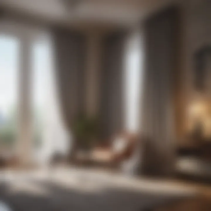 A beautifully designed living space featuring harmoniously hung curtains