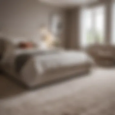 Stylish bedroom with soft carpet hue