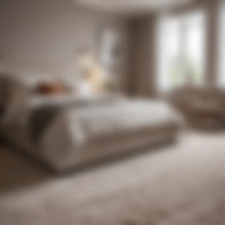 Stylish bedroom with soft carpet hue