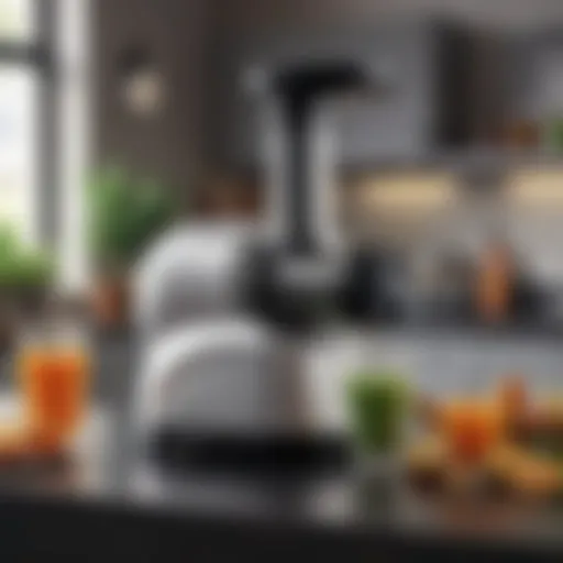 An elegant masticating juicer showcasing its sleek design and functionality