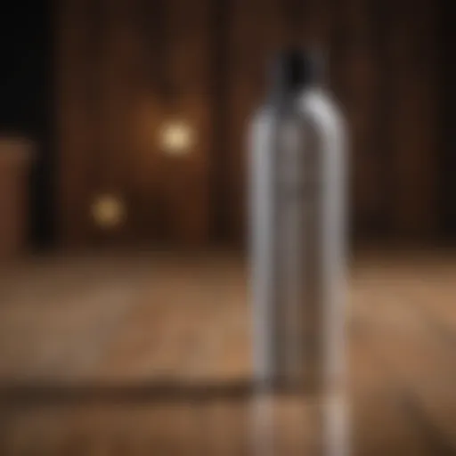 A bottle of liquid silver polish cleaner against a wooden background