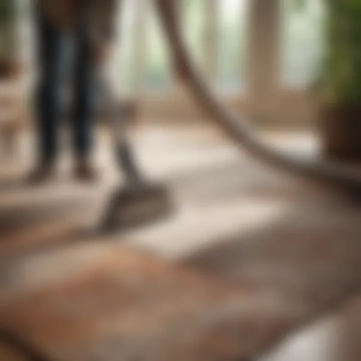 Applying cleaning solution to a rug