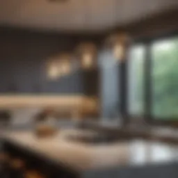 Elegant pendant lights illuminating a modern kitchen island