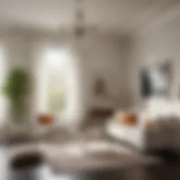 Elegant living room featuring Behr White on the walls, enhancing natural light.