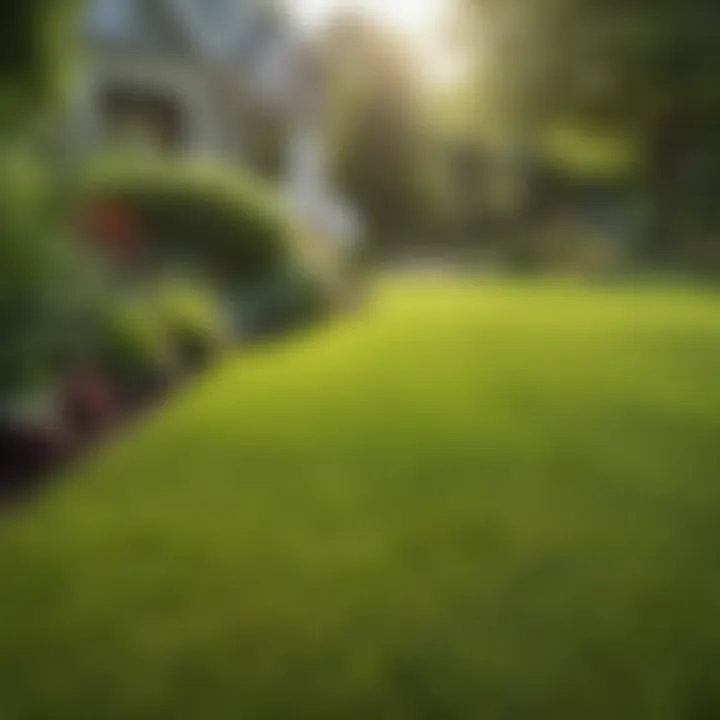 Lush green lawn thriving after fertilization