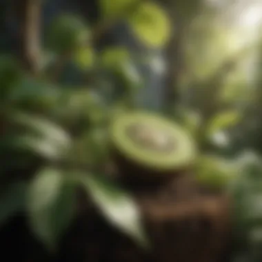 Thriving Kiwi Plant in Growth Lush kiwi plant thriving in its environment