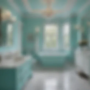 Elegant Tiffany blue bathroom with sophisticated fixtures