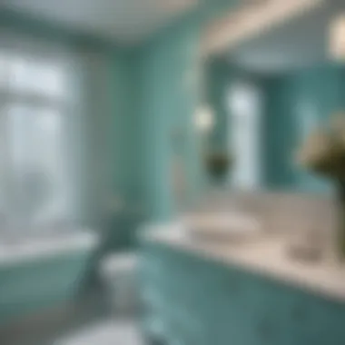 Serene bathroom layout with Tiffany blue accents