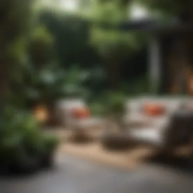 Contemporary Outdoor Space with Greenery An inviting outdoor space adorned with contemporary furnishings and greenery
