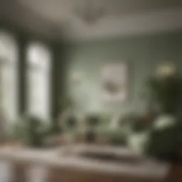 Elegant living room featuring a soft sage green color scheme.