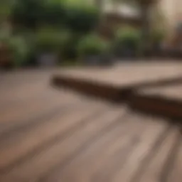 Detailed view of deck materials showcasing wood and composite options