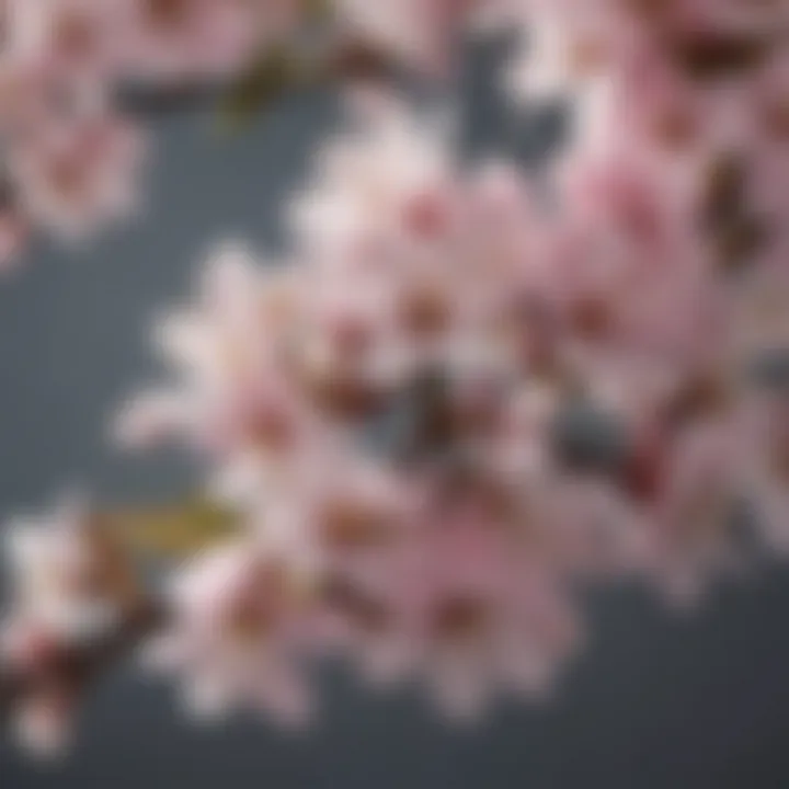 A close-up of delicate blossoms on a flowering tree branch