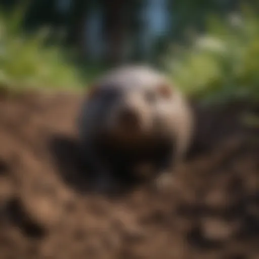 Close-up of a mole in the soil