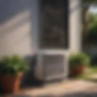 A modern air conditioning unit installed outside a home