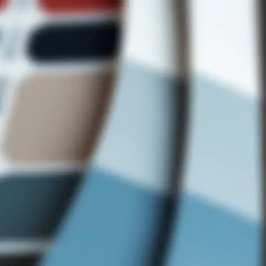 Close-up view of different paint sheens on a color palette
