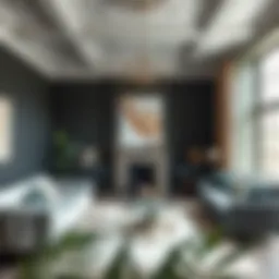 A sophisticated room showcasing a variety of paint finishes