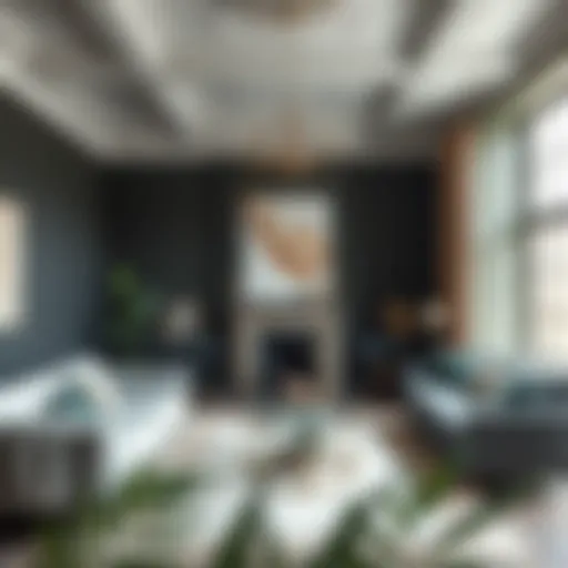 A sophisticated room showcasing a variety of paint finishes