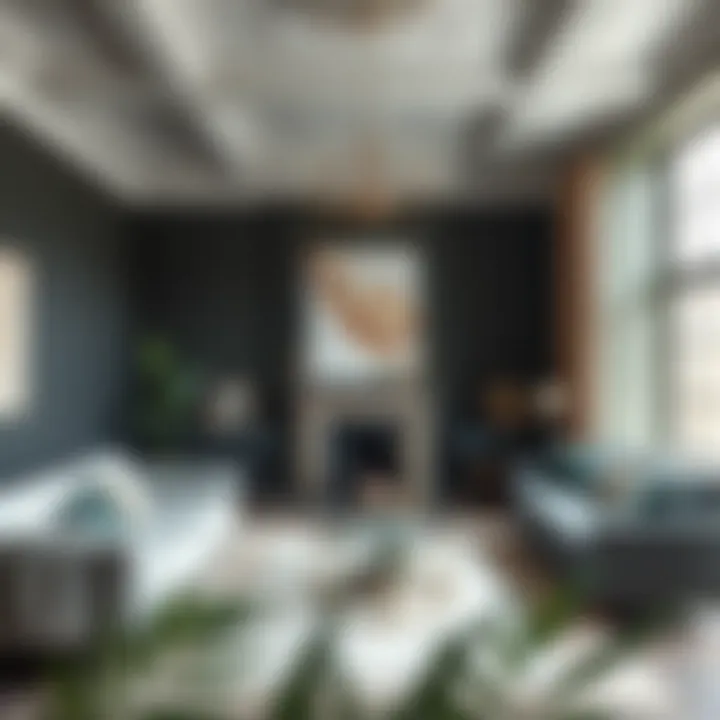 A sophisticated room showcasing a variety of paint finishes