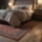 Elegant rug placement under a full bed