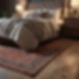 Elegant rug placement under a full bed