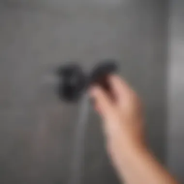 Detailed view of a shower plug sealant application