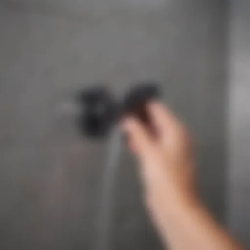 Detailed view of a shower plug sealant application