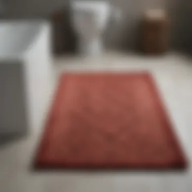 Stylish rugs laid out in various textures and colors to complement bathroom decor